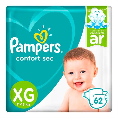 Fraldas Descartáveis Pampers Confort Sec Tamanho XG com 62 Unidades