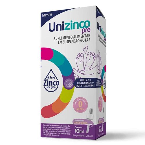 Zinco Unizinco Pré Myralis Solução Oral Gotas 10ml