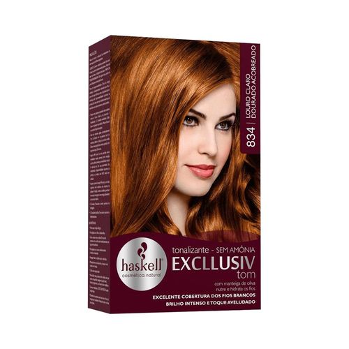 Kit Tonalizante Haskell Excllusiv Color Cor Nº 834 Louro Claro Dourado Acobreado com 1 Unidade