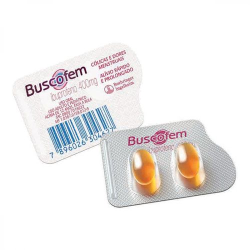 Buscofem 400mg com 28 Blísteres com 2 Cápsulas Gelatinosas Moles