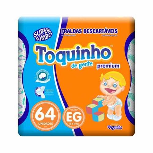 Fralda Toquinho de Gente Premium Tamanho EG com 64 Unidades