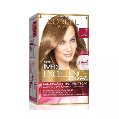 Tintura Permanente L'oréal Paris Imédia Excellence Nº 7.0 Louro Natural com 1 Unidade