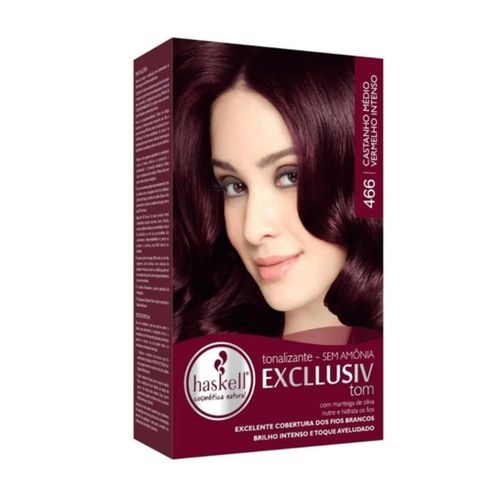 Kit Tonalizante Haskell Excllusiv 466 Castanho Médio Vermelho Intenso com 1 Unidade