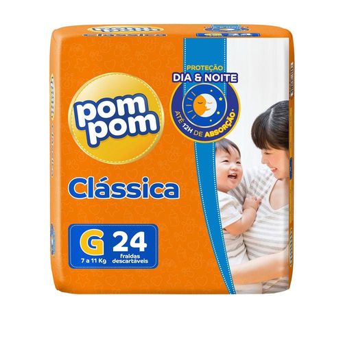 Fraldas Pom Pom Clássica Jumbo G com 24 Unidades