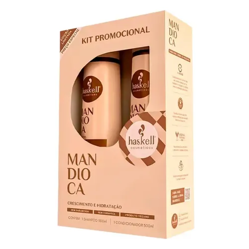 Kit Haskell Mandioca com Shampoo 500ml + Condicionador 500ml