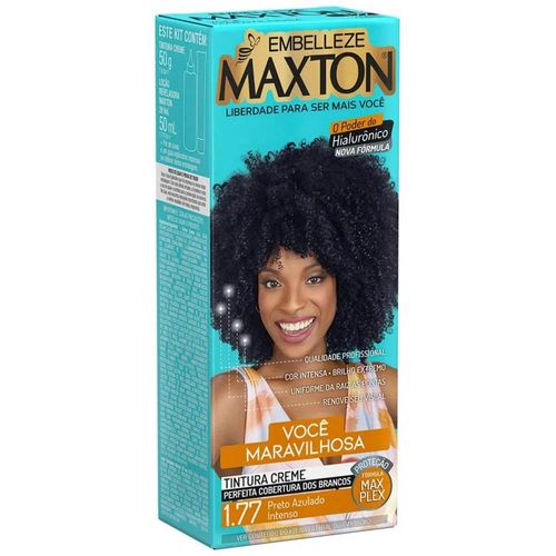Tintura Permanente Preto Azulado Intenso N°1.77 Maxton 100ml