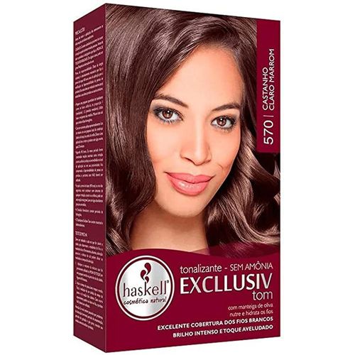 Kit Tonalizante sem Amônia Excllusiv Tom Cor Nº 570 Castanho Claro Marrom Haskell com 1 Unidade