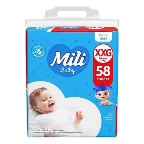 Fraldas Descartáveis Mili Baby Giga XXG com 58 Unidades