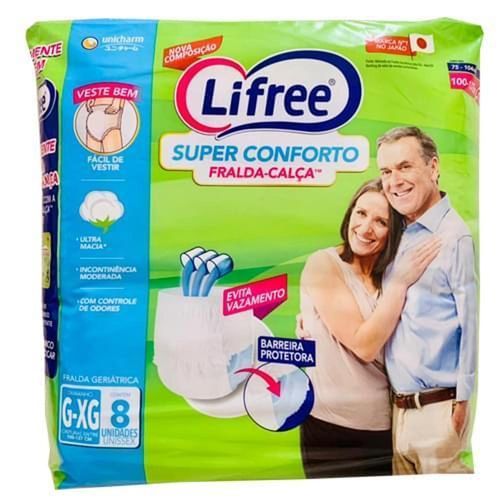 Fraldas Geriátricas Lifree Calça Super Conforto Tamanho G/XG com 8 Unidades