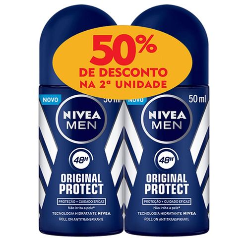Kit Desodorantes Roll-On Nivea Men Protect Originais 2 Unidades com 50ml