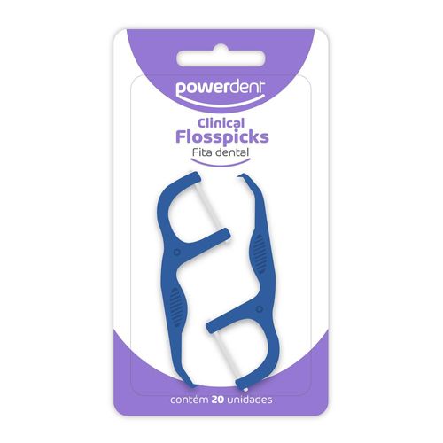 Fita Dental Powerdent Clinical Flosspicks Sortida com 20 Unidades