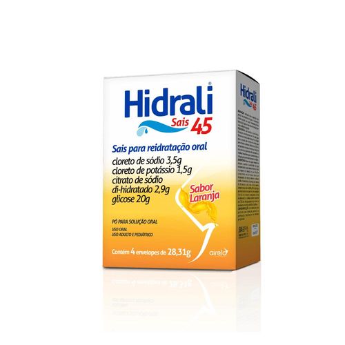 Hidrali Sais 45 Sabor Laranja com 4 Envelopes com 28,31g
