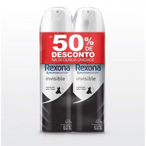 Desodorante Invisible Feminino Rexona com 2 Unidades com 150ml