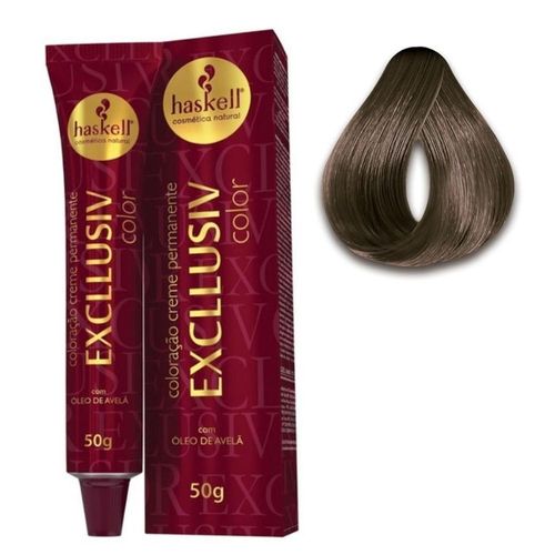 Coloração Creme Permanente Haskell Excllusive Color com Óleo de Avelã Cor Nº 7.0 Louro Médio 50g