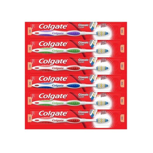 Escova Dente Classic Clean Colgate Pack com 6 Unidades
