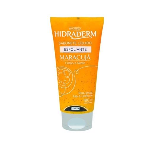 Sabonete Líquido Esfoliante Maracujá Corpo e Rosto Hidraderm Farmax 180ml