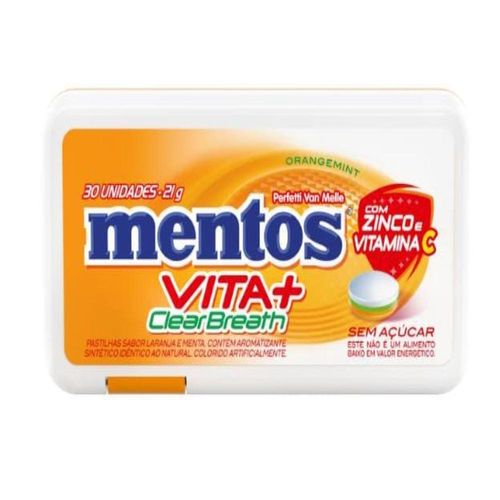 Mentos Clear Breath Vita+ Orangemint Zero com 9 Unidades com 21g