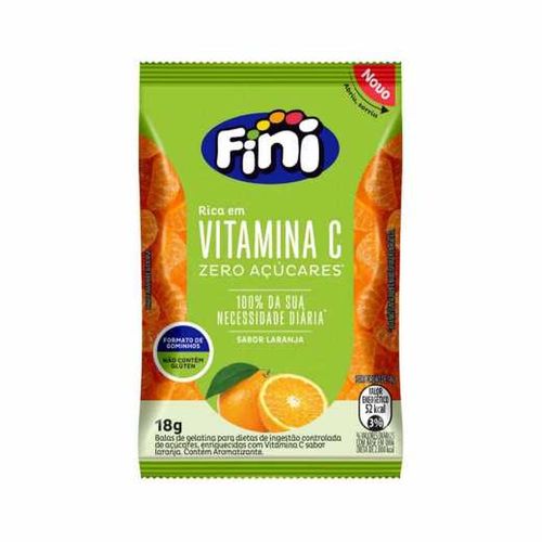 Balas de Gelatina de Vitamina C Fini Bem-Estar com Sabor de Laranja 18g