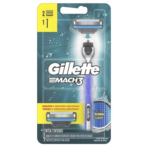 Gillette Mach3 Acqua Grip com 1 Aparelho de Barbear + 2 Cargas