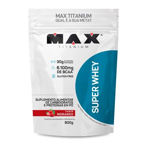 Refil Super Whey Max Titanium Sabor Morango 900g