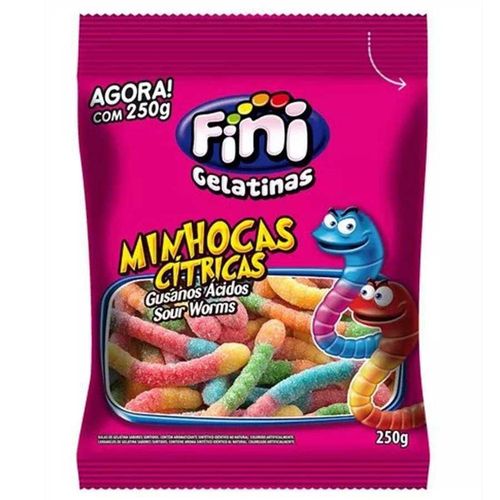 Fini Gelatinas Bala Gelatina Minhocas Citrica 250g