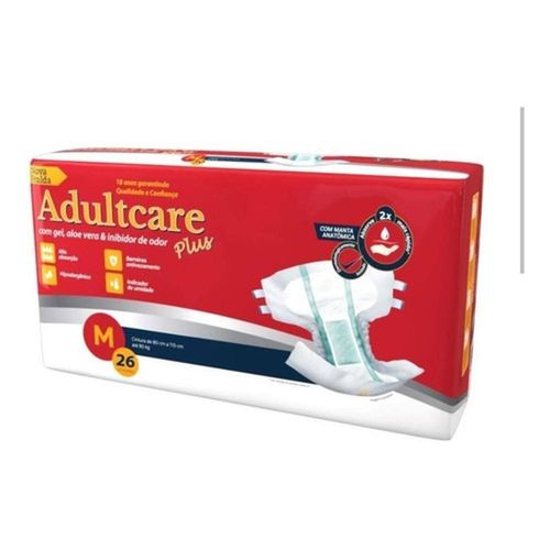 Fralda Geriátrico Adultcare Econômica Média com 26 Unidades