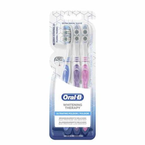 Escova Dental Oral-B Whitening Therapy Ultrafino Polidor com 3 Unidades