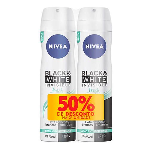 Desodorante Aerosol Feminino Nivea Invisible Black & White 150g com 2 Unidades