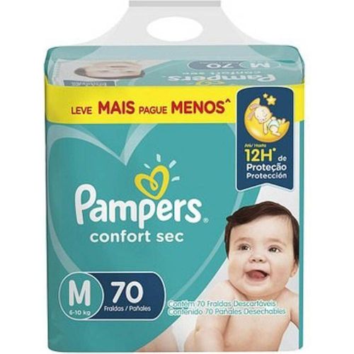 Fraldas Descartáveis Pampers Confort Sec Tamanho M com 70 Unidades