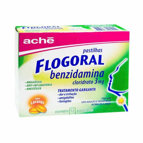 Flogoral Sabor Laranja com 12 Pastilhas