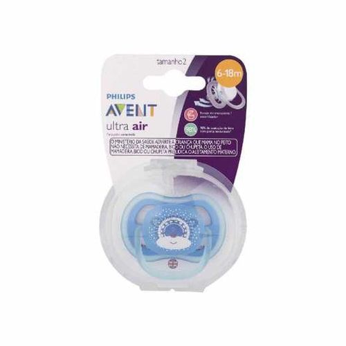 Chupeta Philips Avent Ultra Air Azul Decorada 6 a 18 Meses com 1 Unidade
