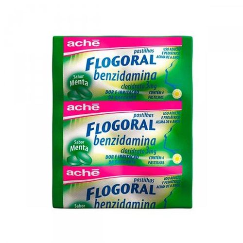 Flogoral 3mg Sabor Menta Envelope com 4 Pastilhas