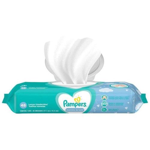 Lenços Umedecidos Cheirinho de Bêbe 17,1cm X 14,4cm Pampers com 48 Unidades
