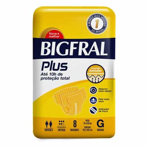 Fralda Geriátrica Bigfral Plus G com 8 Unidades