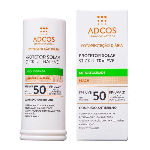 Protetor Solar Facial Stick FPS 50 Adcos Stick Ultraleve Peach 15g