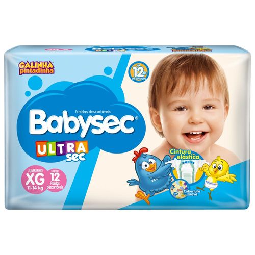 Fraldas Babysec Ultrasec Galinha Pintadinha Tamanho XG com 12 Unidades