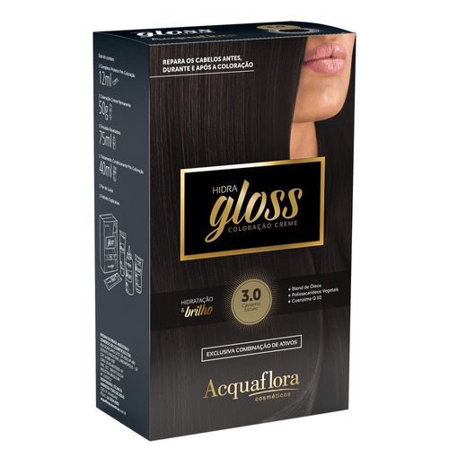 Acquaflora Hidra Gloss 3.0 Castanho Escuro Coloração Permanente 177g