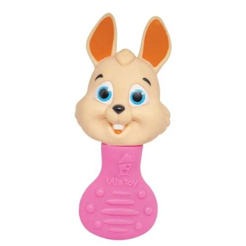 Vila Toy Mordedor e Chocalho Coelho Rosa com 1 Unidade