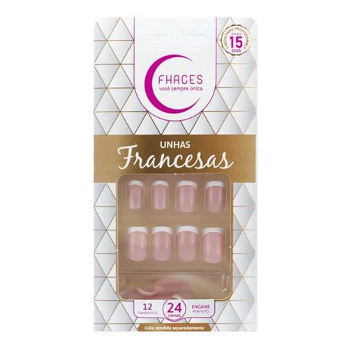 Unha Fhaces Encanto Francesa Rosa com 24 Unidades