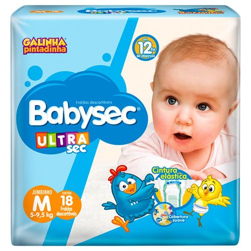 Fralda Babysec Ultrasec Galinha Pintadinha Jumbinho M com 18 Unidades