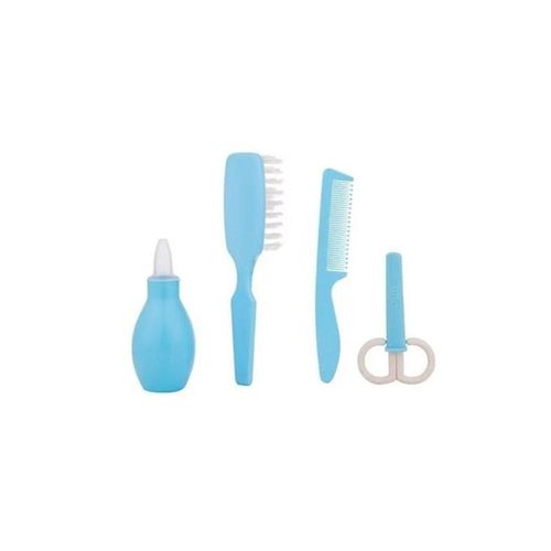 Kit Recém Nascido Azul Lillo com 1 Tesoura + 1 Aspirador Nasal + 1 Escova para Cabelos + 1 Pente