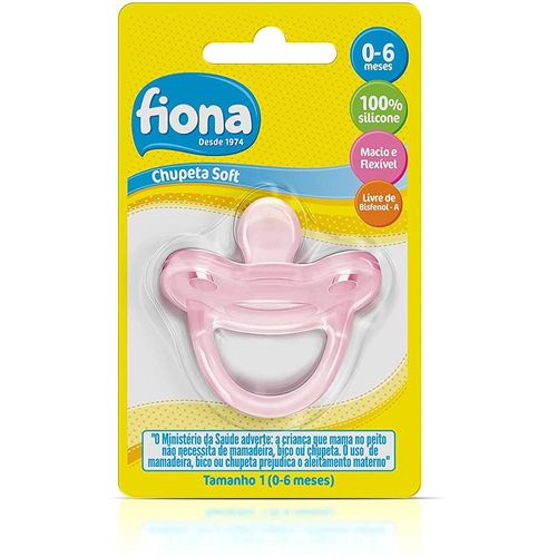 Chupeta Lillo Soft Fiona Rosa 100% Silicone Tamanho Nº 1 com 1 Unidade