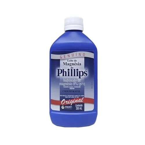 Leite de Magnésia de Phillips 1282,50mg/15ml Suspensão de Uso Oral Sabor Tradicional Frasco 350ml