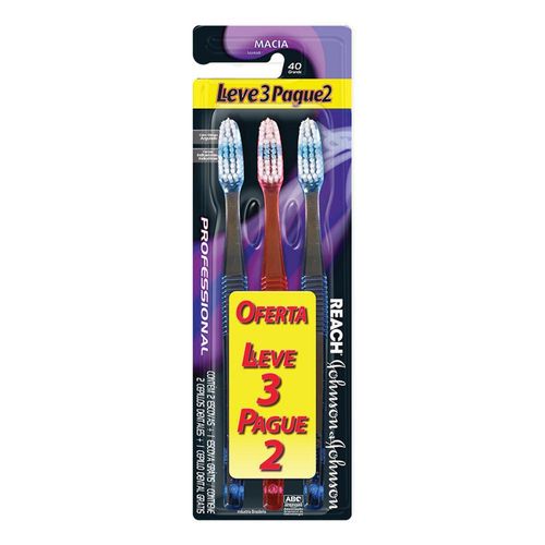 Escova Dental Johnson's Reach Profissional Macia Pague 2 e Leve 3 Unidades