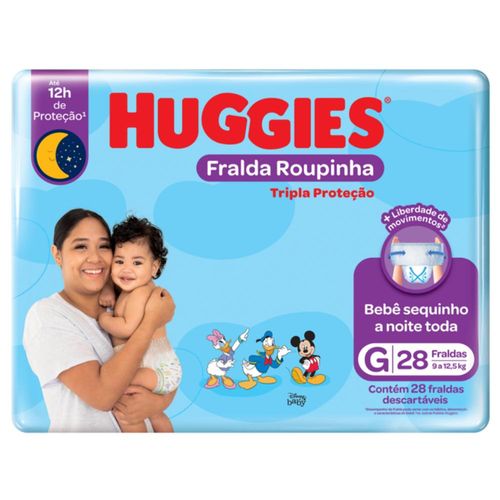 Fraldas Descartáveis Roupinha Huggies Tripla Proteção Tamanho G 28 Unidades