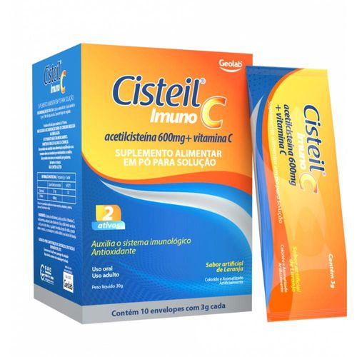 Cisteil Imuno C Pó para Solução Oral Sabor Laranja com 10 Envelopes com 3g