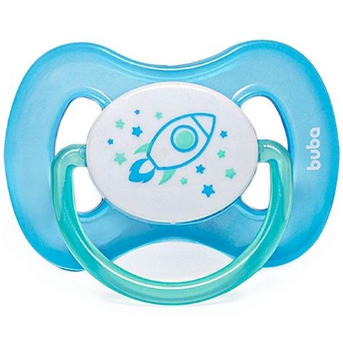 Chupeta Comfort Buba Baby Noturna T1 Foguete Cor Azul com 1 Unidade