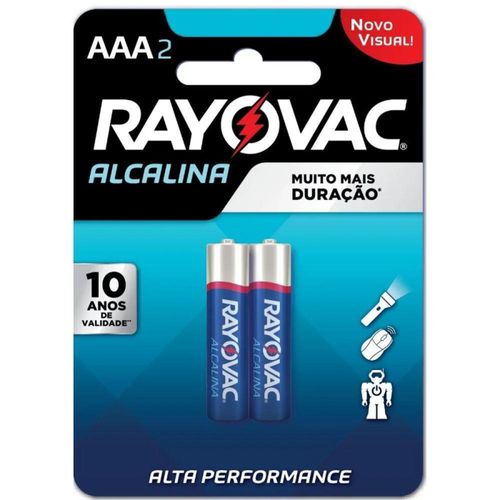 Pilhas Alcalinas Rayovac Palito AAA com 2 Unidades