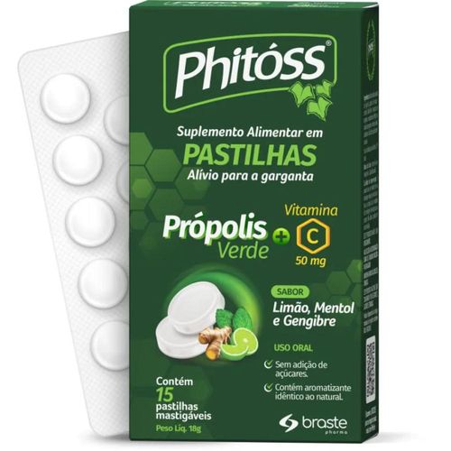 Phitoss Sabor Limão com 15 Pastilhas