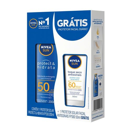 Kit Nivea Sun com 1 Protetor Solar FPS 50 200ml + 1 Protetor Solar Antissinais FPS 60 50ml